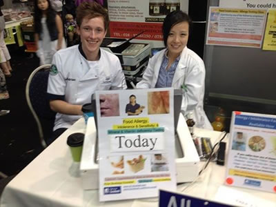 Shan carrying out a Food Intolerance/Allergy Test on TV3 Chef Adrian Martin Shan carrying out a Food Intolerance/Allergy Test on TV3 Chef Adrian Martin